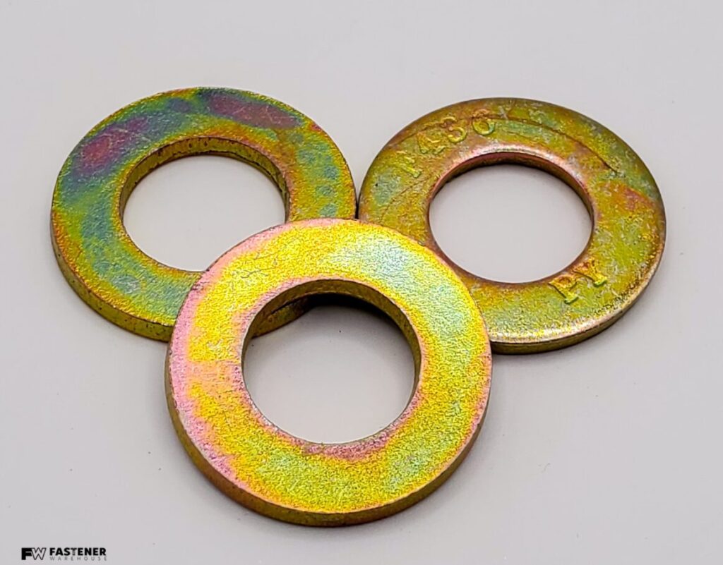 9/16" F436 SAE Structural Hardened Flat Washers - Yellow Zinc Plated (Pack)